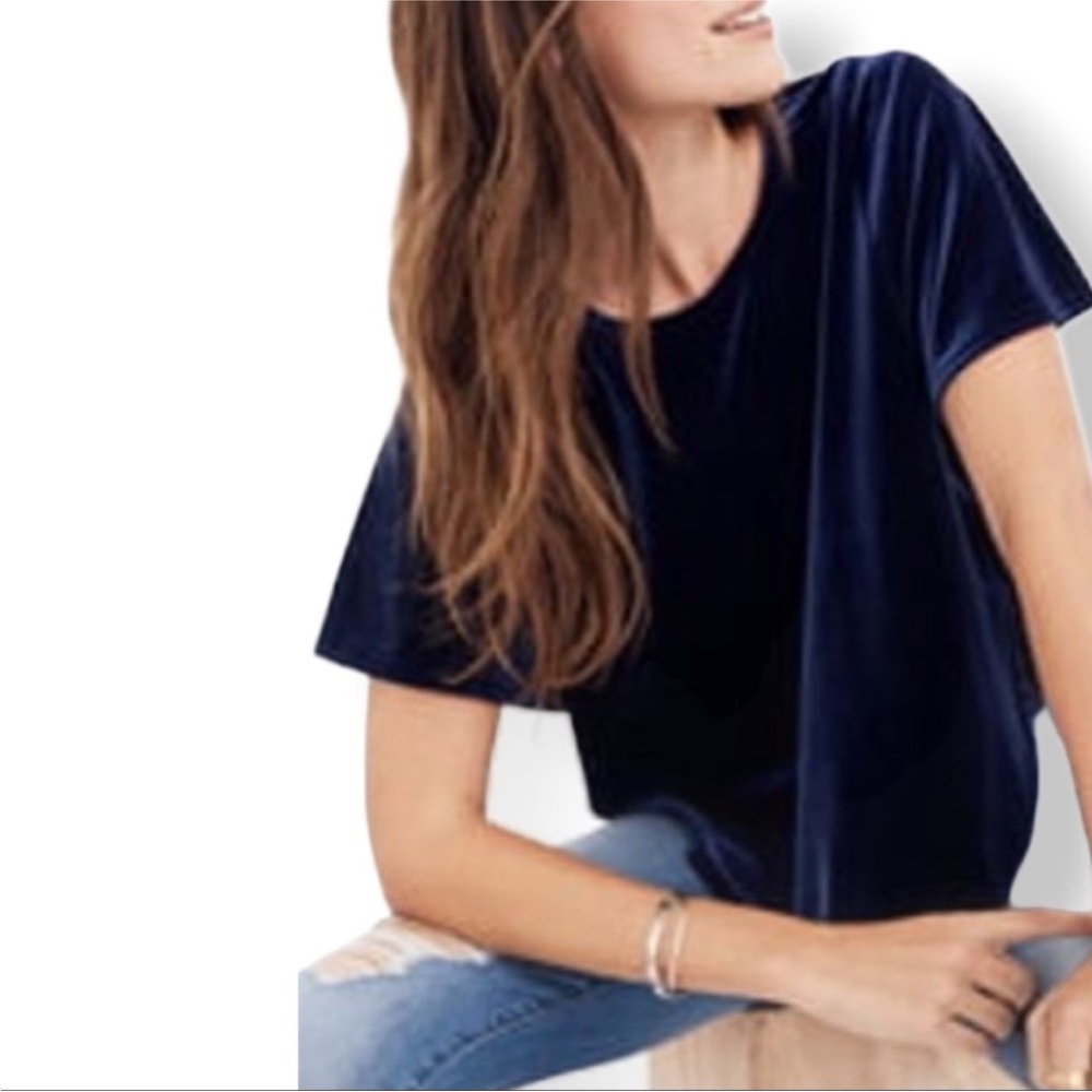 Madewell NWT Velvet Butterfly Top in Deep Navy